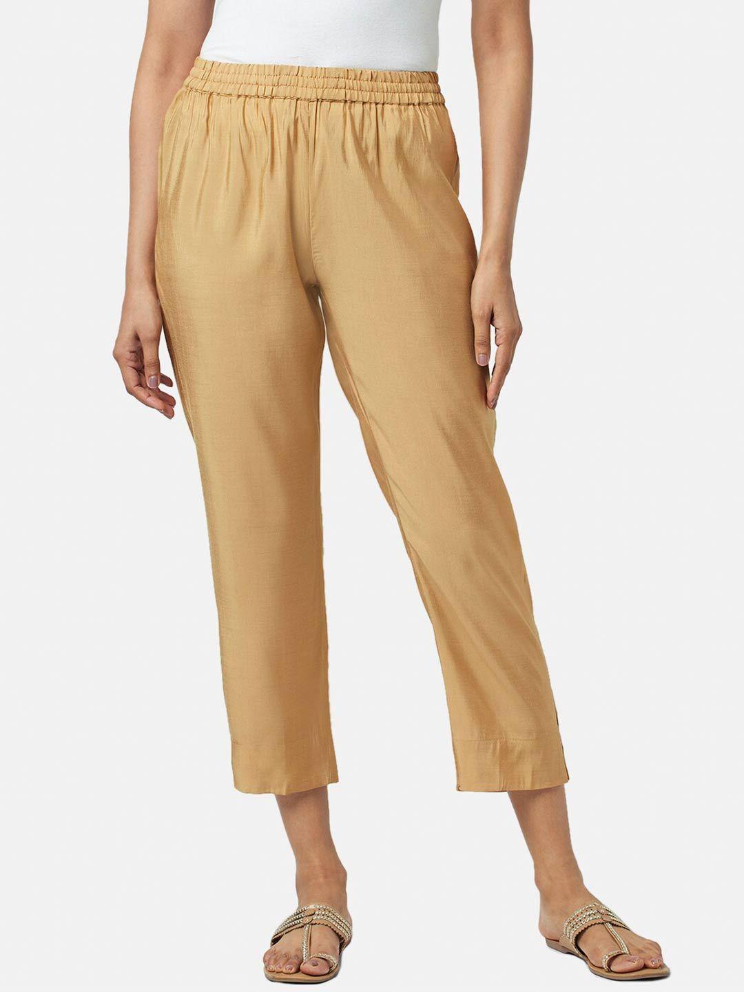 rangmanch-by-pantaloons-women-mid-rise-cropped-trousers