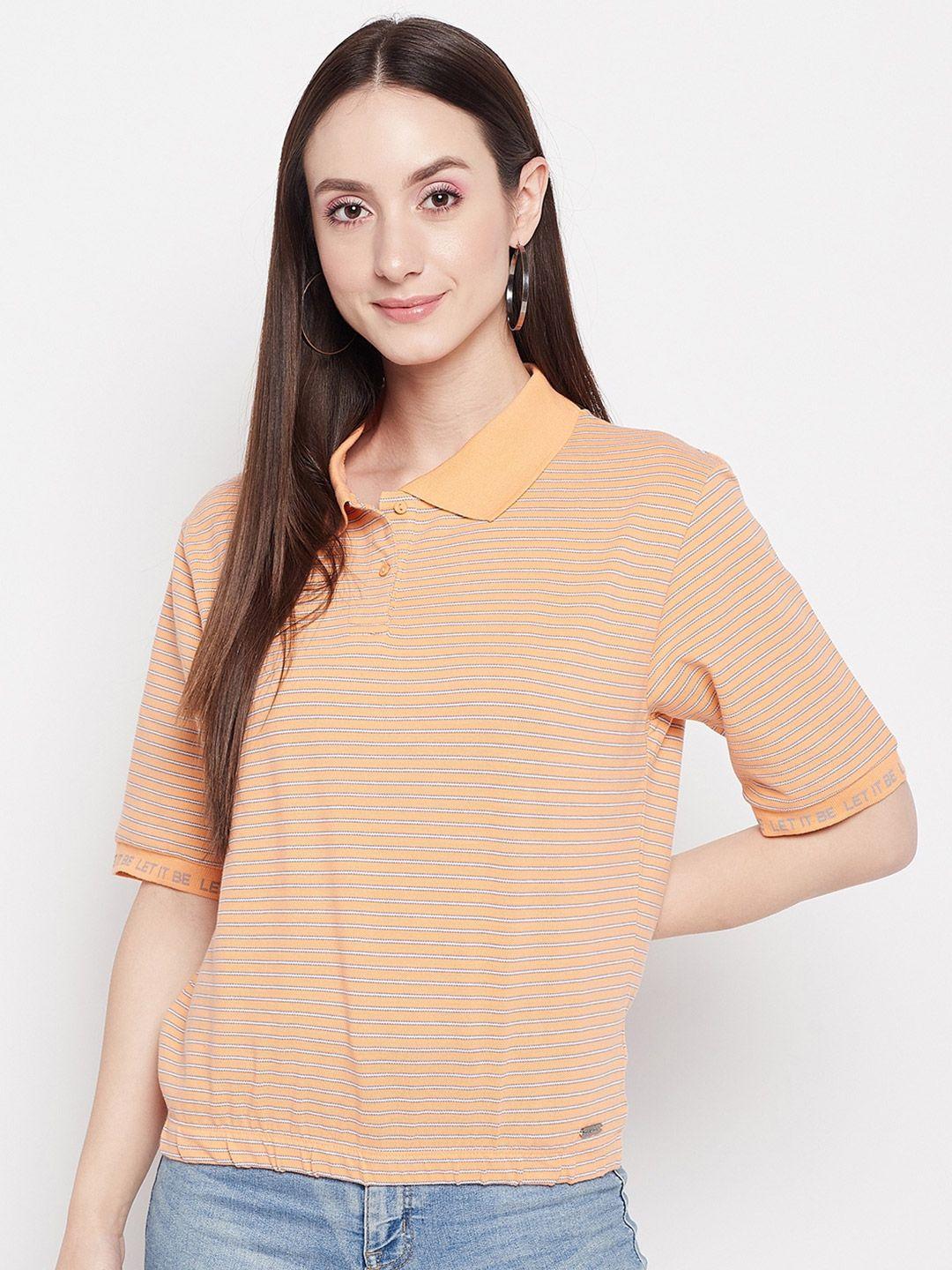 madame-women-striped-polo-collar-cotton-t-shirt