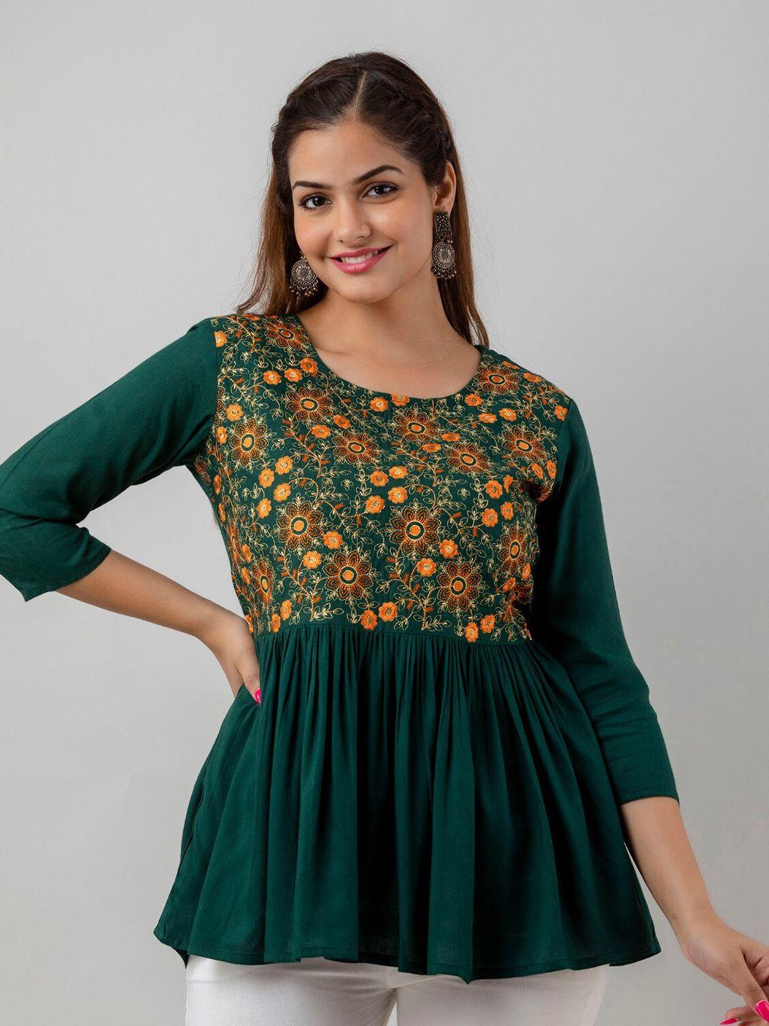 women-touch-floral-embroidered-round-neck-top