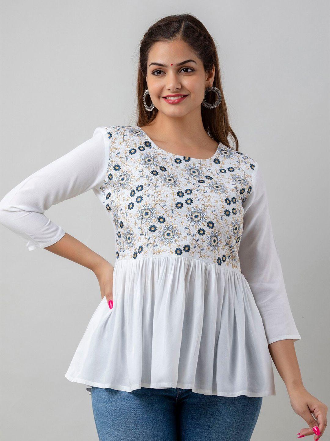 women-touch-floral-embroidered-round-neck-top