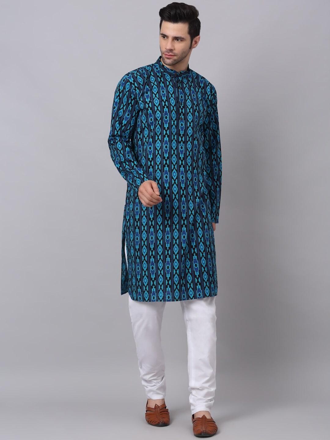 neudis-men-ethnic-motifs-printed-pure-cotton-kurta-with-churidar