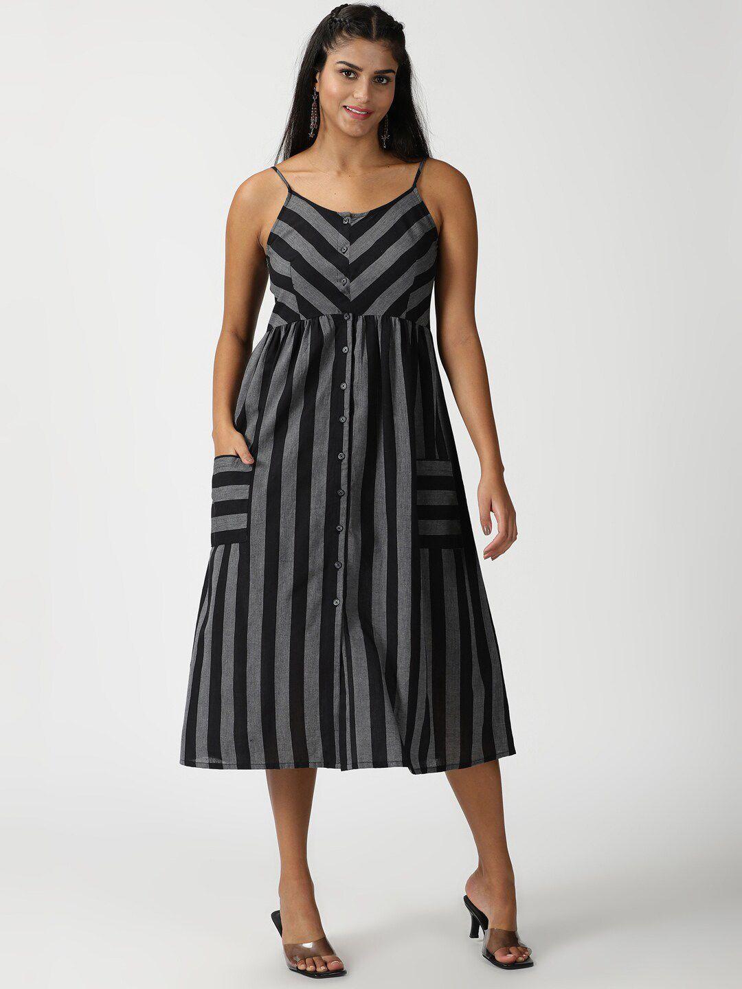 saffron-threads-black-striped-cotton-strappy-midi-dress