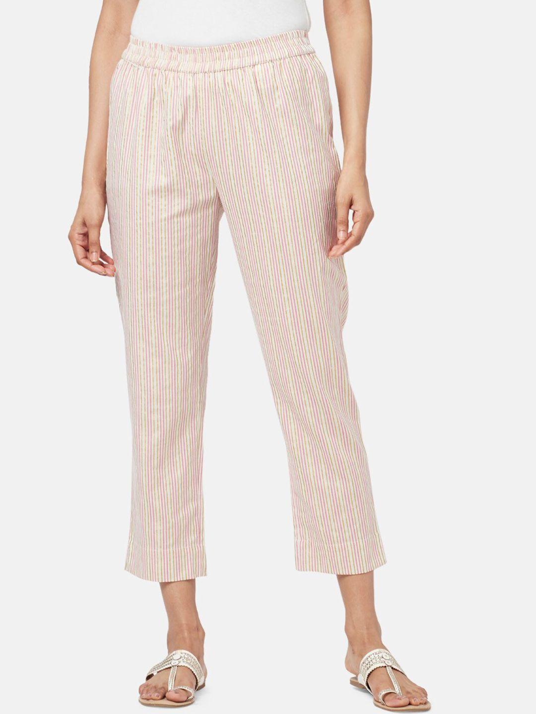 rangmanch-by-pantaloons-women-striped-cropped-trouser