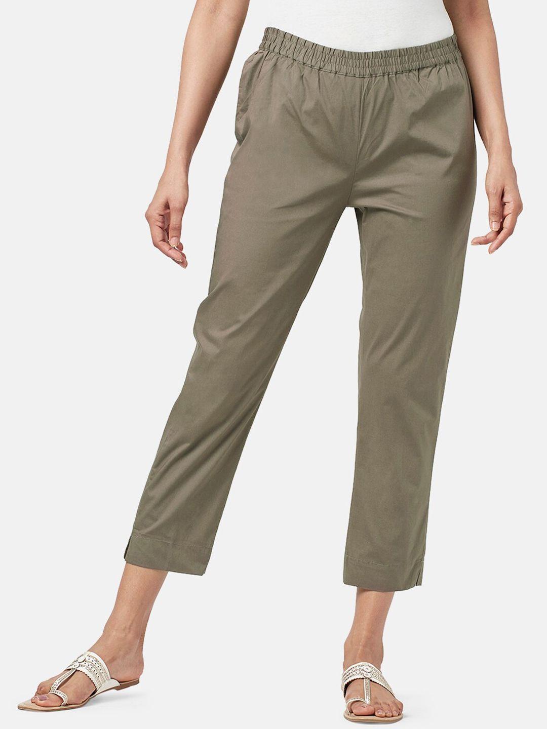 rangmanch-by-pantaloons-women-mid-rise-cotton-trousers