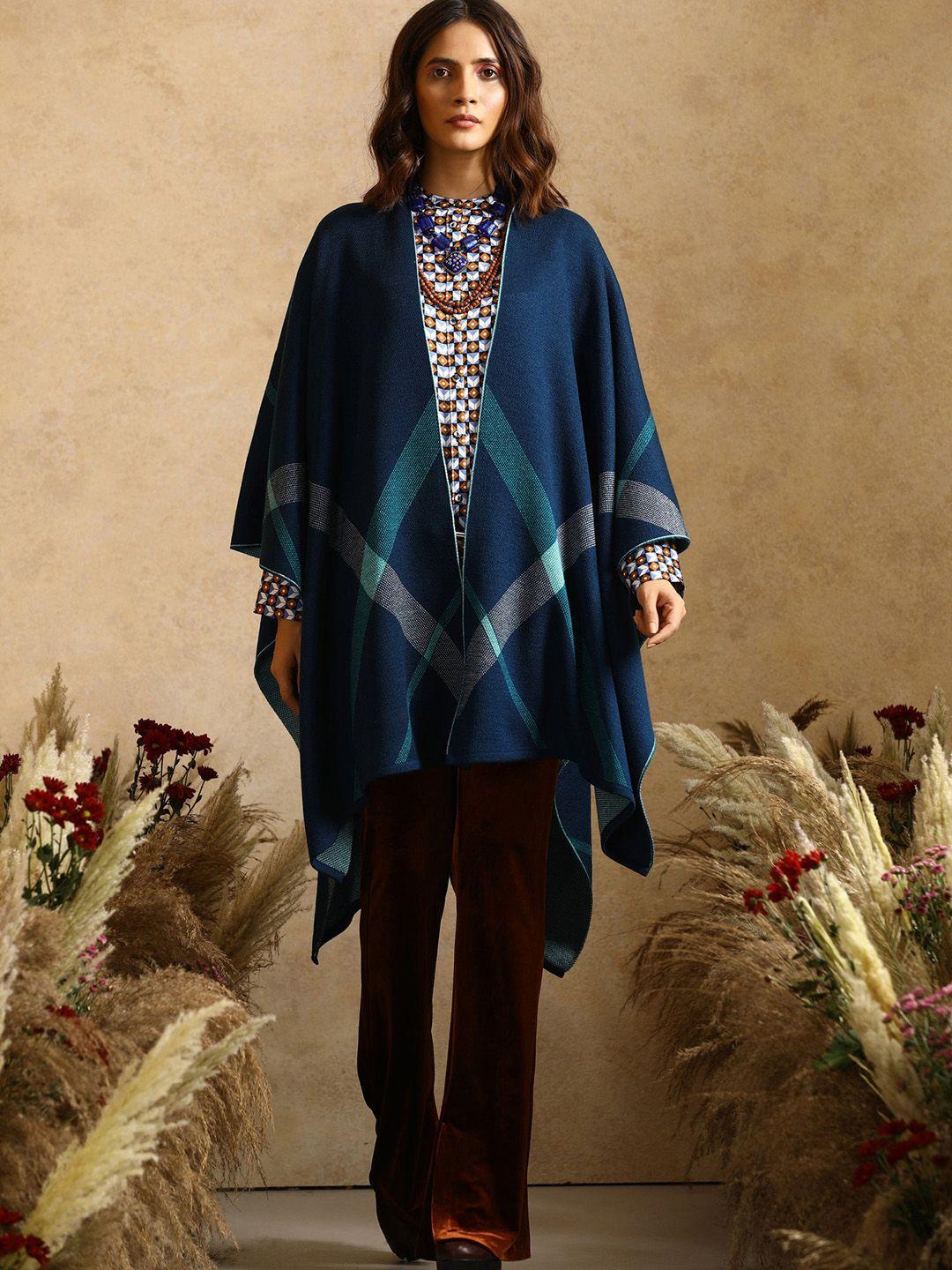 khaleej-women-geometric-printed-woolen-asymmetric-longline-poncho