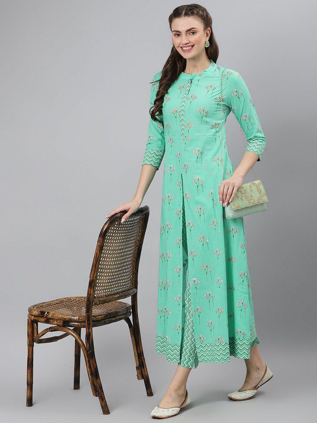 khushal-k-floral-printed-pure-cotton-kurta-with-trousers