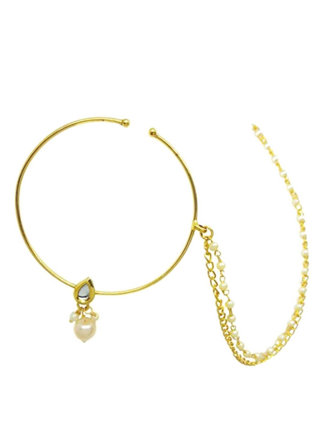 runjhun-gold-plated-kundan-studded-&-pearl-beaded-nose-ring