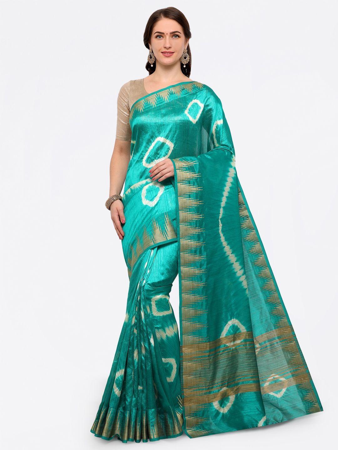 saree-mall-sea-green-silk-blend-printed-bandhani-saree