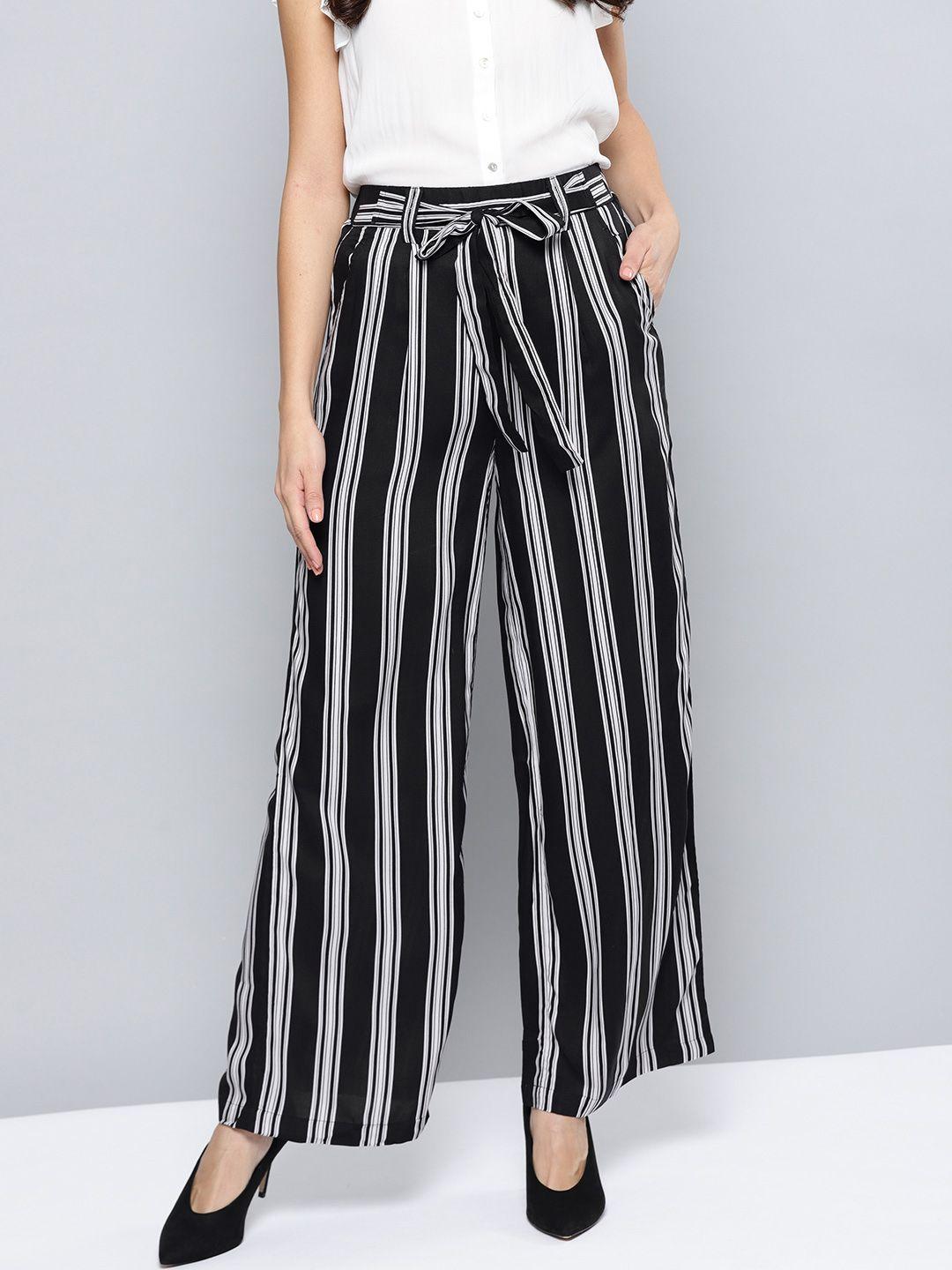 harpa-women-black-&-white-regular-fit-striped-parallel-trousers