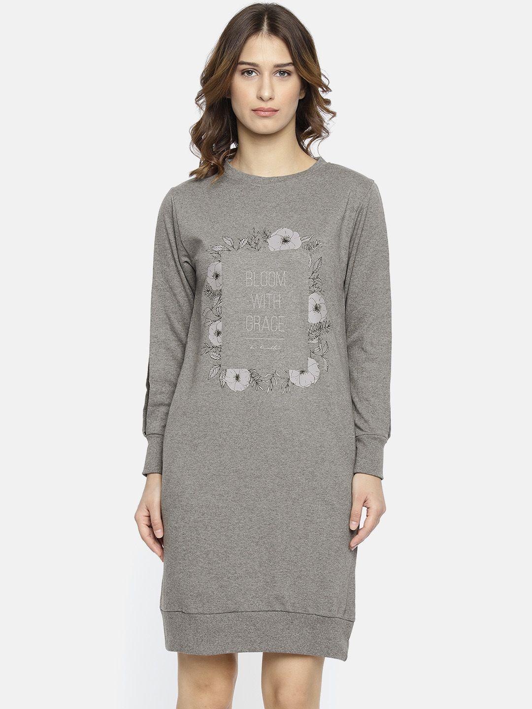 evah-london-women-grey-melange-printed-sheath-dress