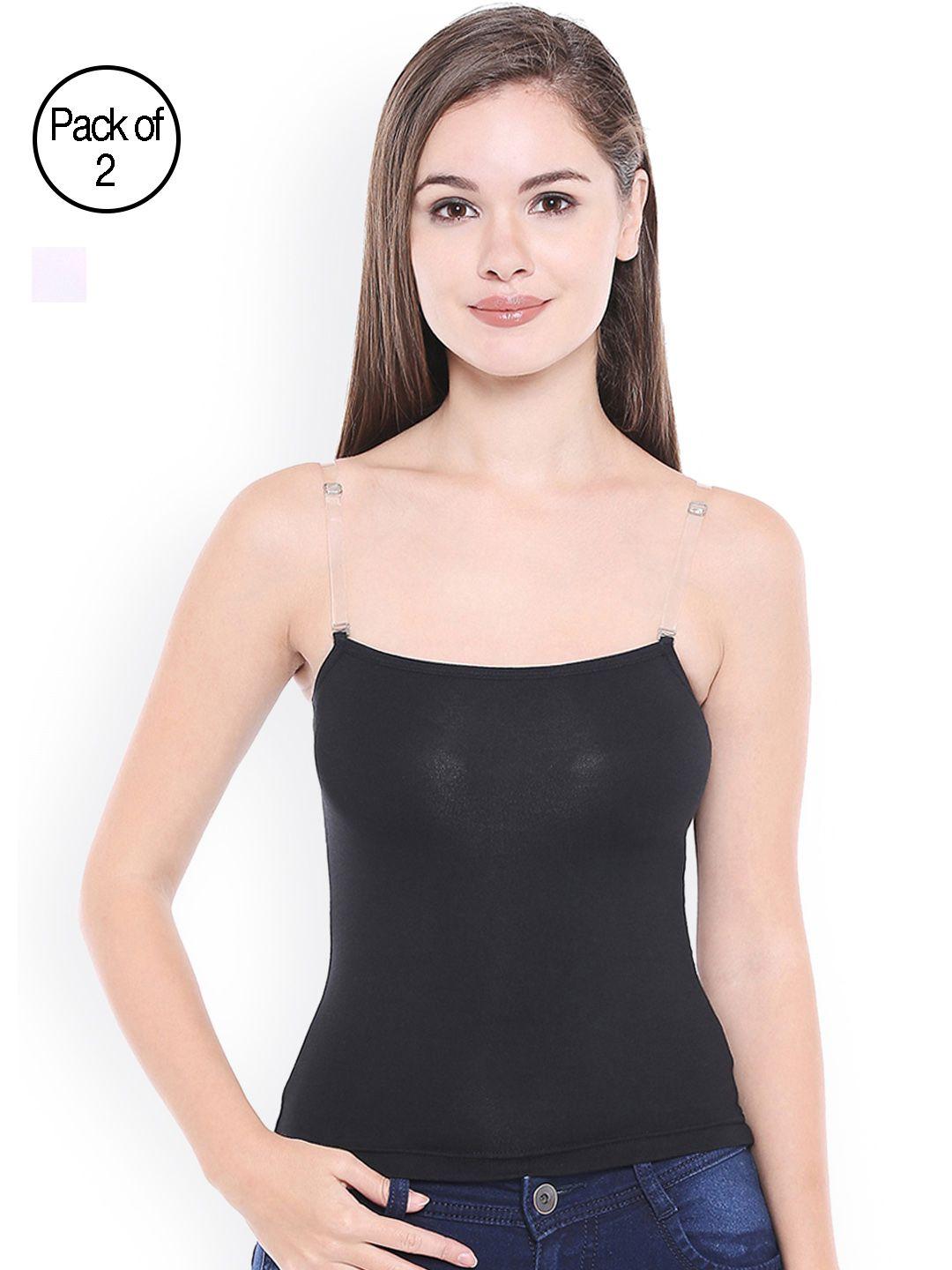 bodycare-women-black-&-white-solid-pack-of-2-slim-fit-camisoles-e68bw