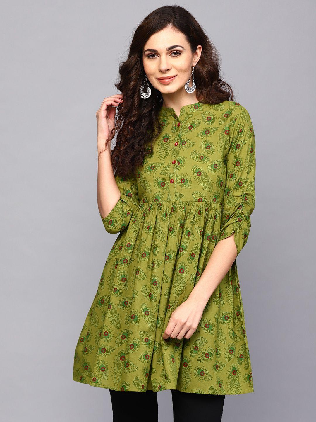 aks-women-green-printed-tunic