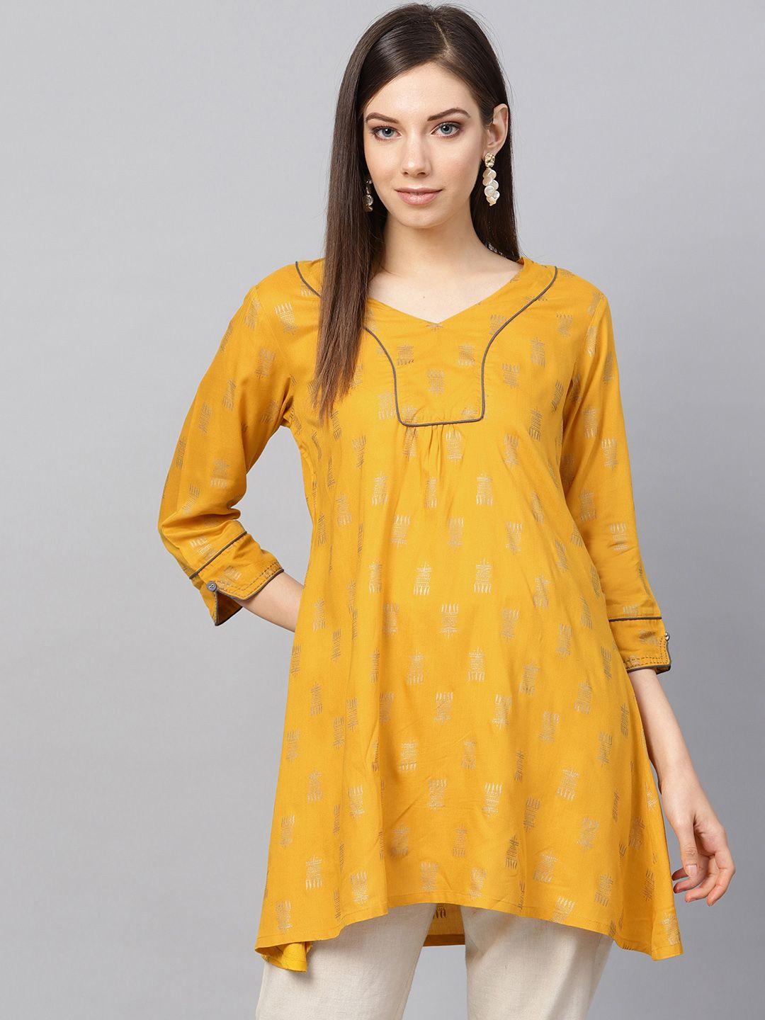 varanga-mustard-yellow-&-gold-coloured-printed-tunic