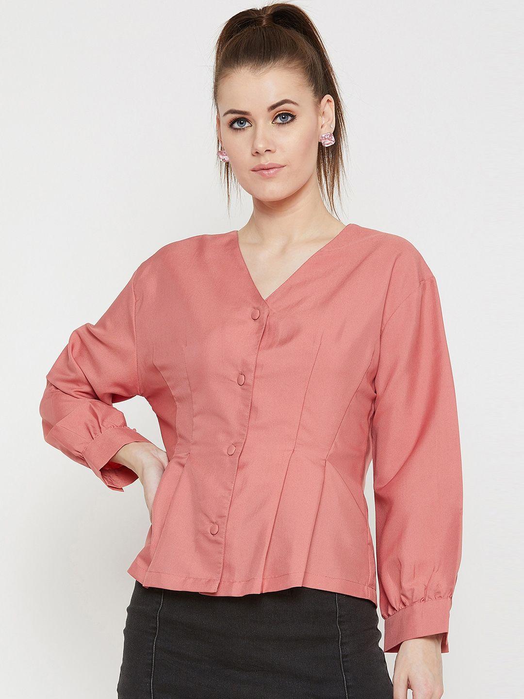 carlton-london-women-pink-solid-shirt-style-top