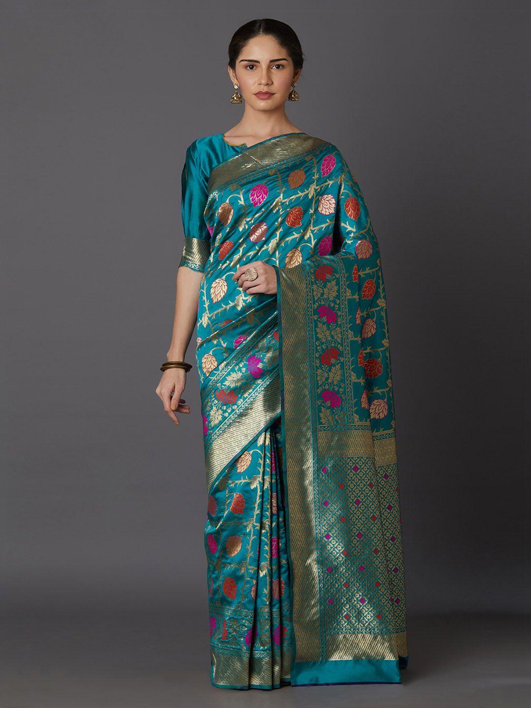 mitera-blue-&-pink-woven-design-kanjeevaram-saree