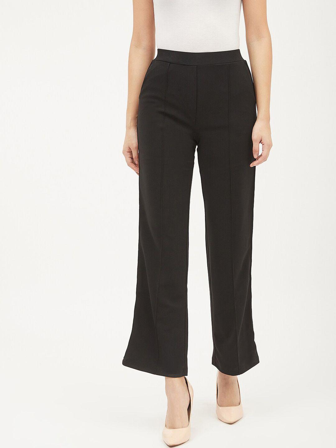 harpa-women-black-smart-regular-fit-solid-regular-trousers