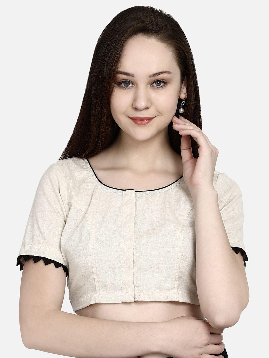 molcha-women-cream-colored-solid-readymade-saree-blouse