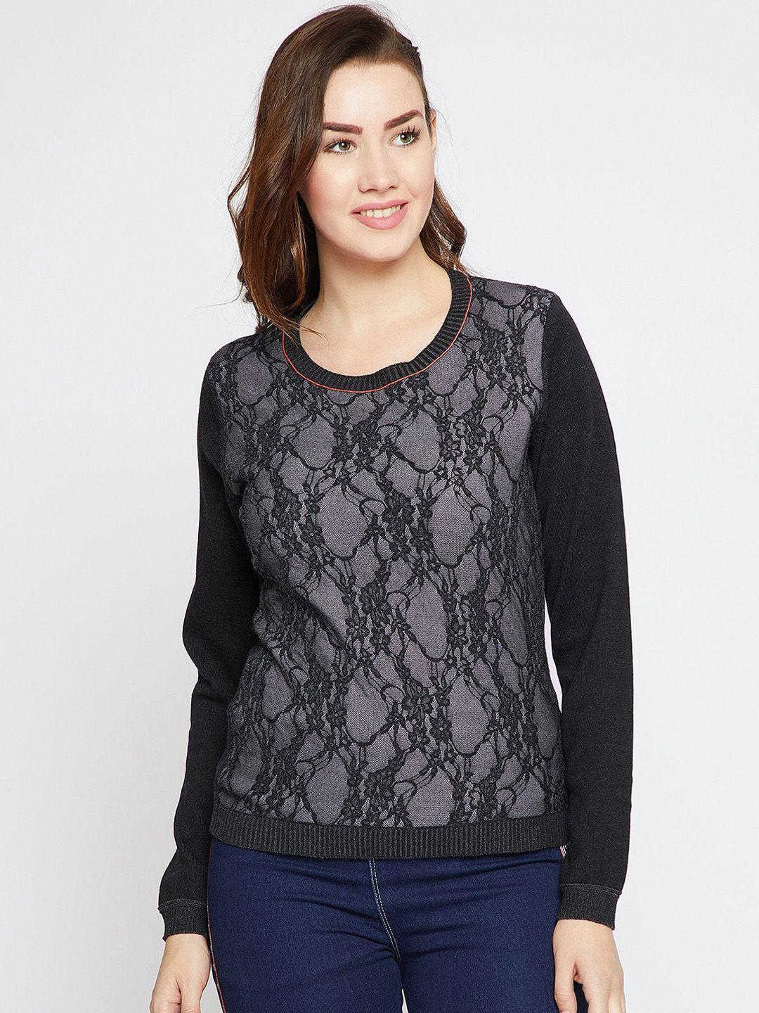 carlton-london-women-black-self-design-pullover-sweater