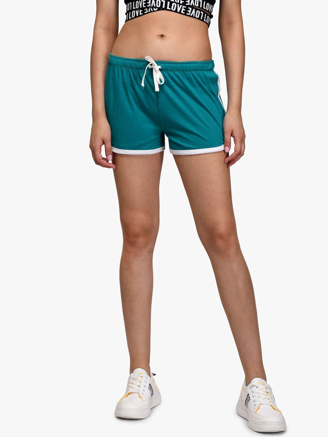 kotty-women-teal-green-solid-regular-fit-shorts