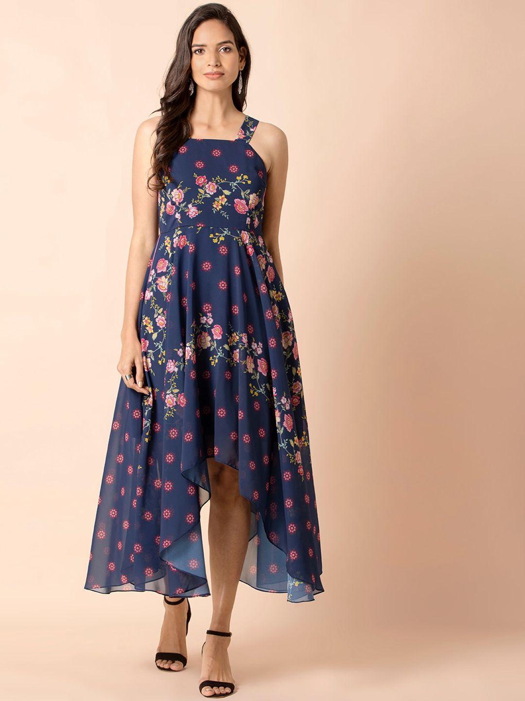 indya-women-navy-floral-strappy-high-low-tunic