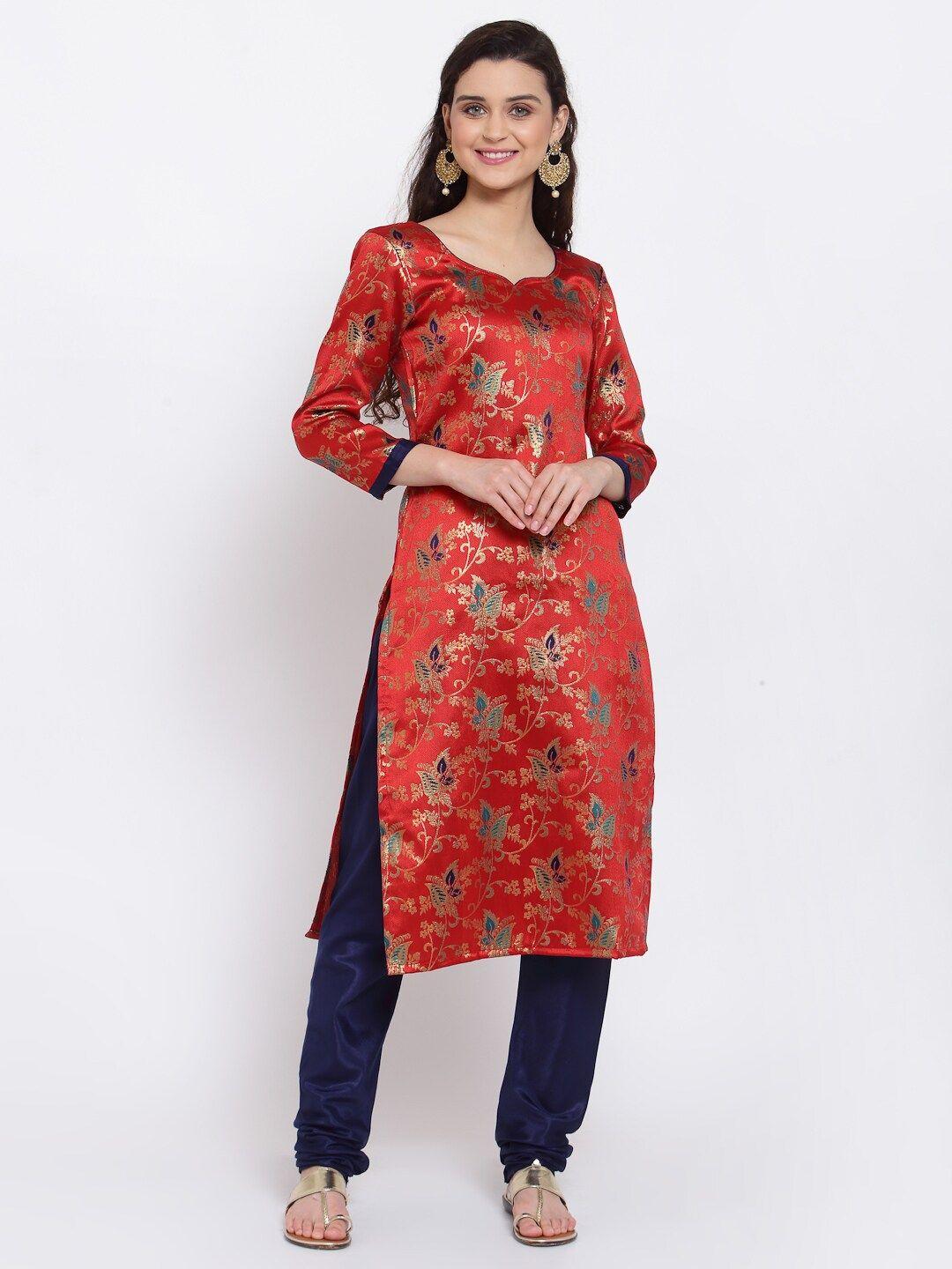 me-lady-fashion-red-&-blue-woven-design-unstitched-dress-material