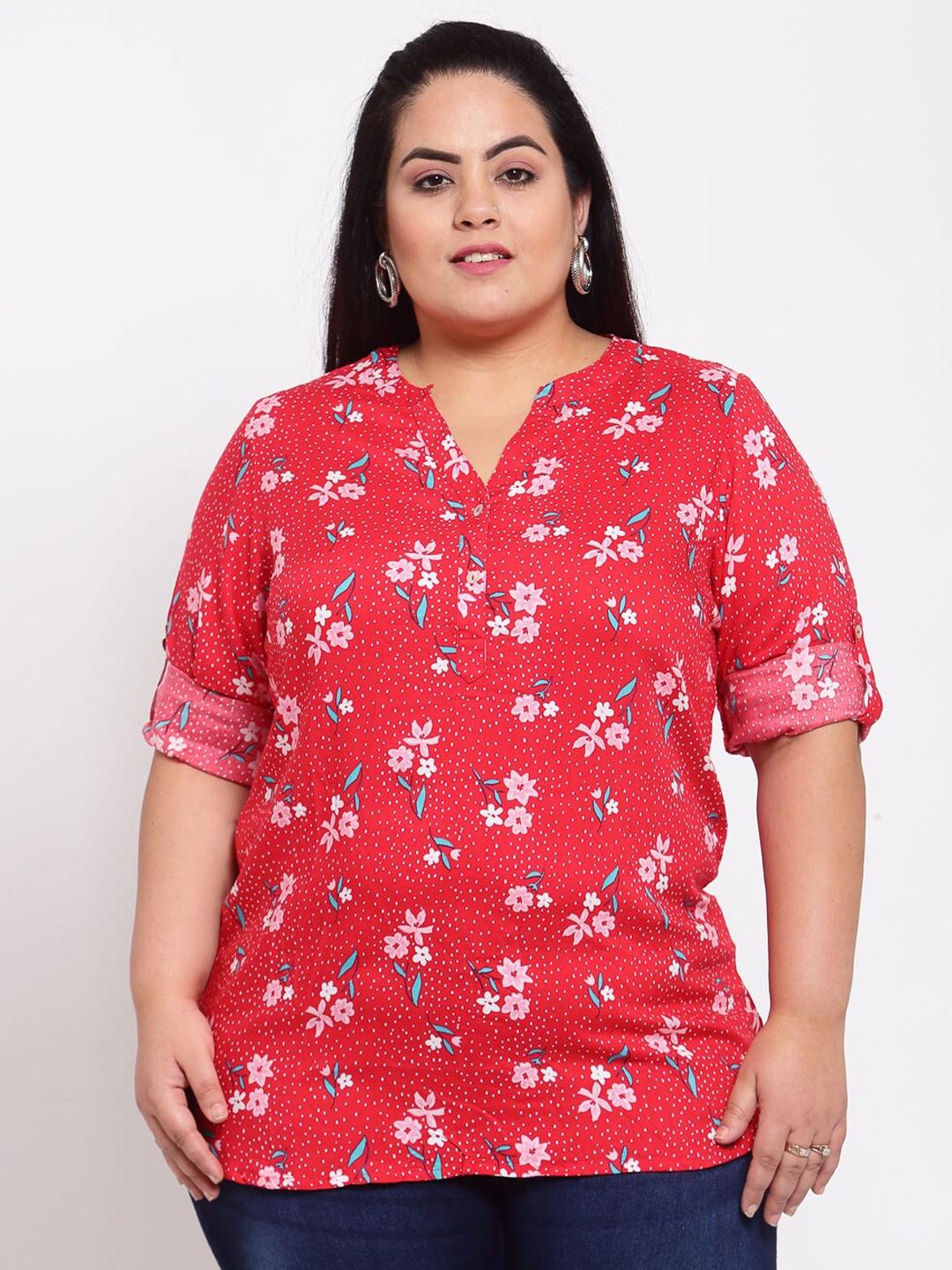 pluss-red-floral-shirt-style-top