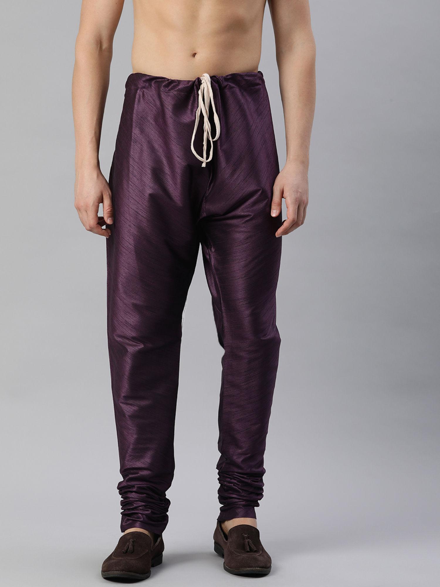 purple-art-silk-solid-churidar-for-men