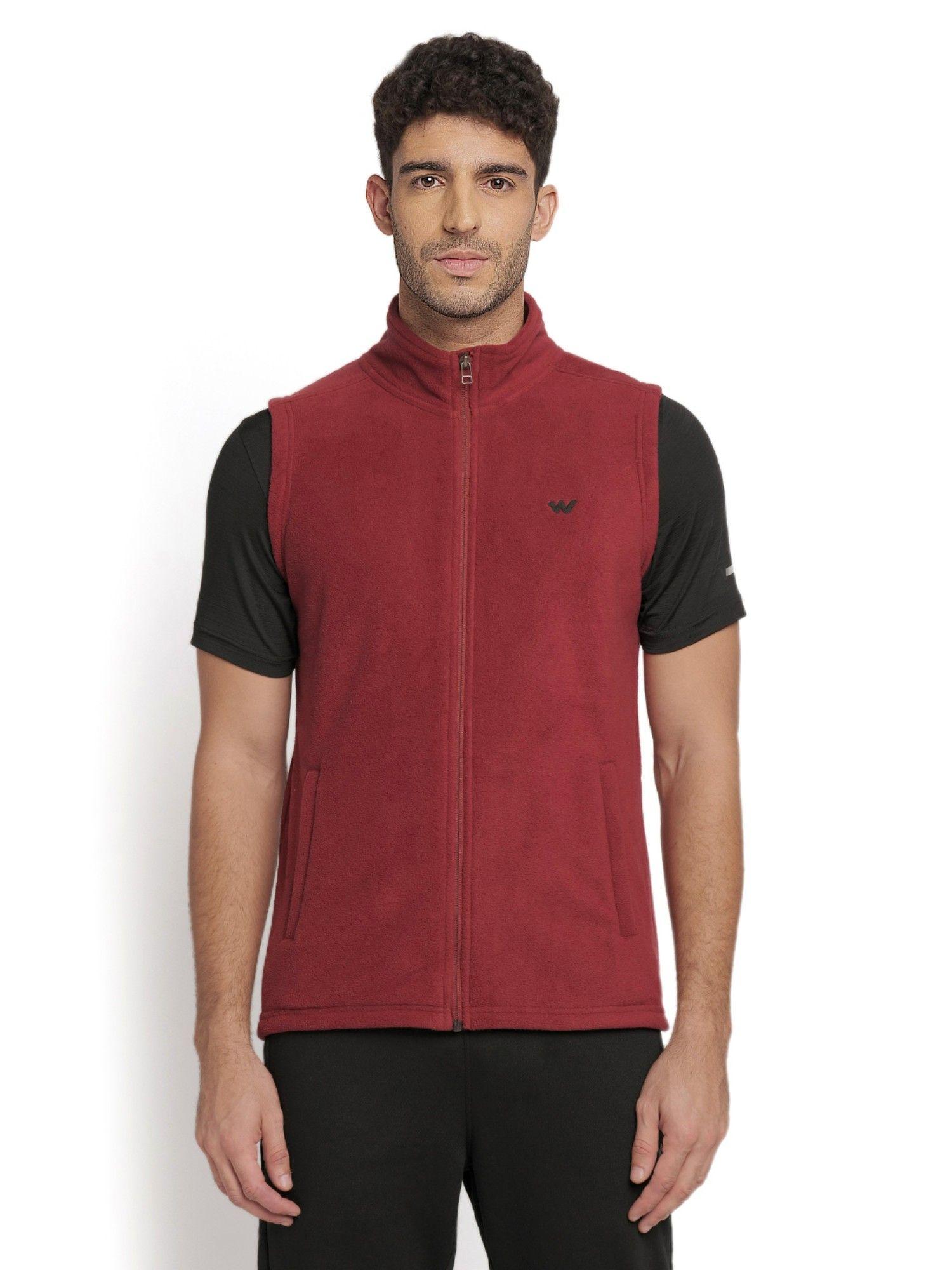 men-textile-solid-plain-jacket-maroon