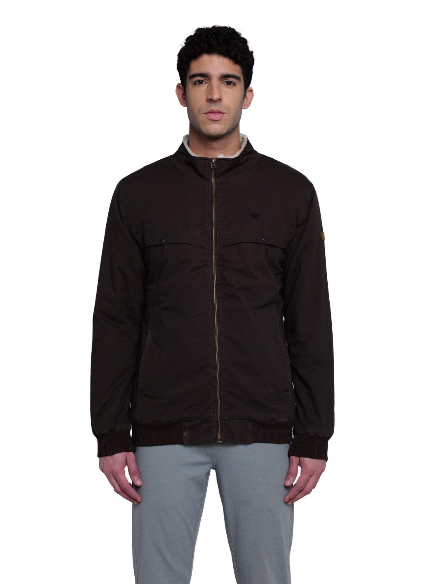 men-cotton-solid-plain-dark-brown-jacket