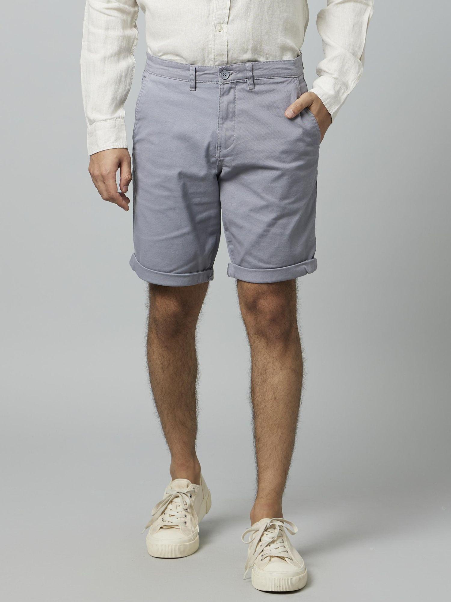 solid-grey-cotton-chino-shorts