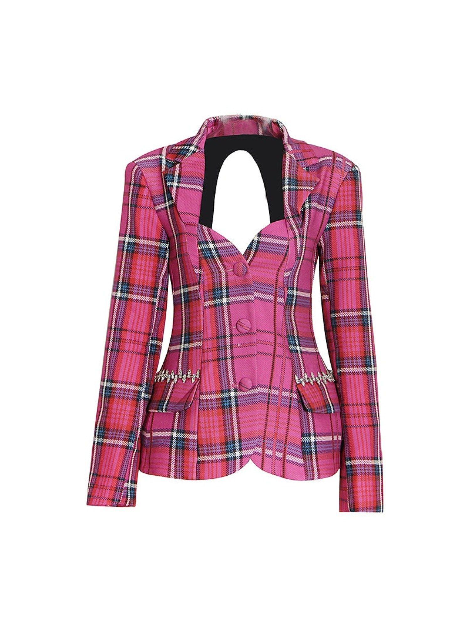 celeste-checkered-front-pocket-blazer