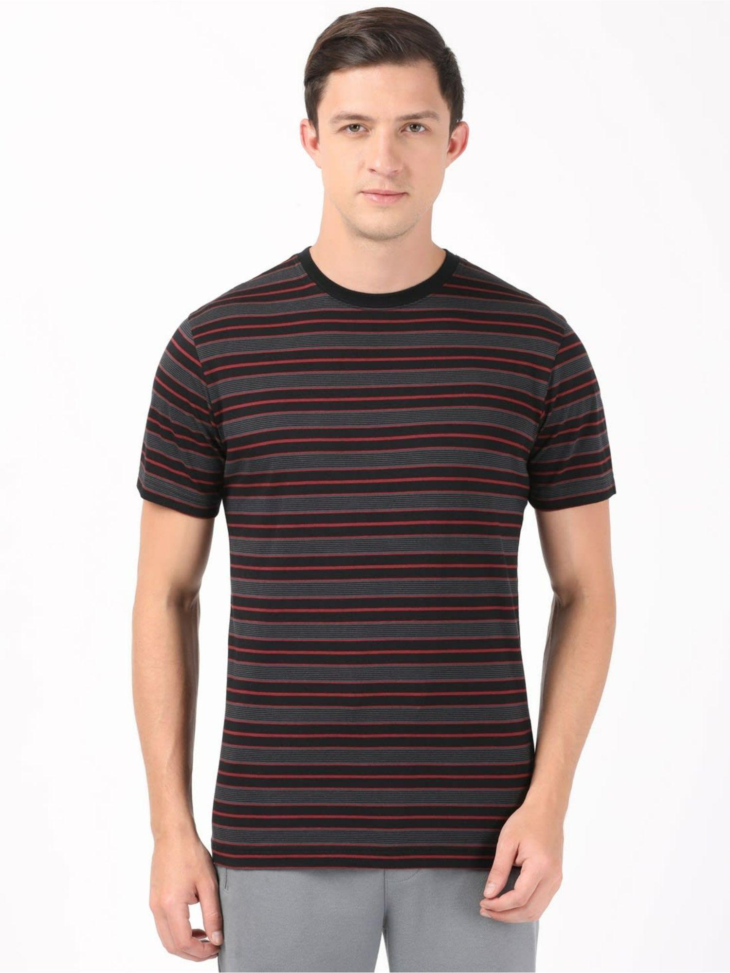 2715-mens-super-combed-cotton-rich-striped-round-neck-half-sleeve-t-shirt-black-&-grey