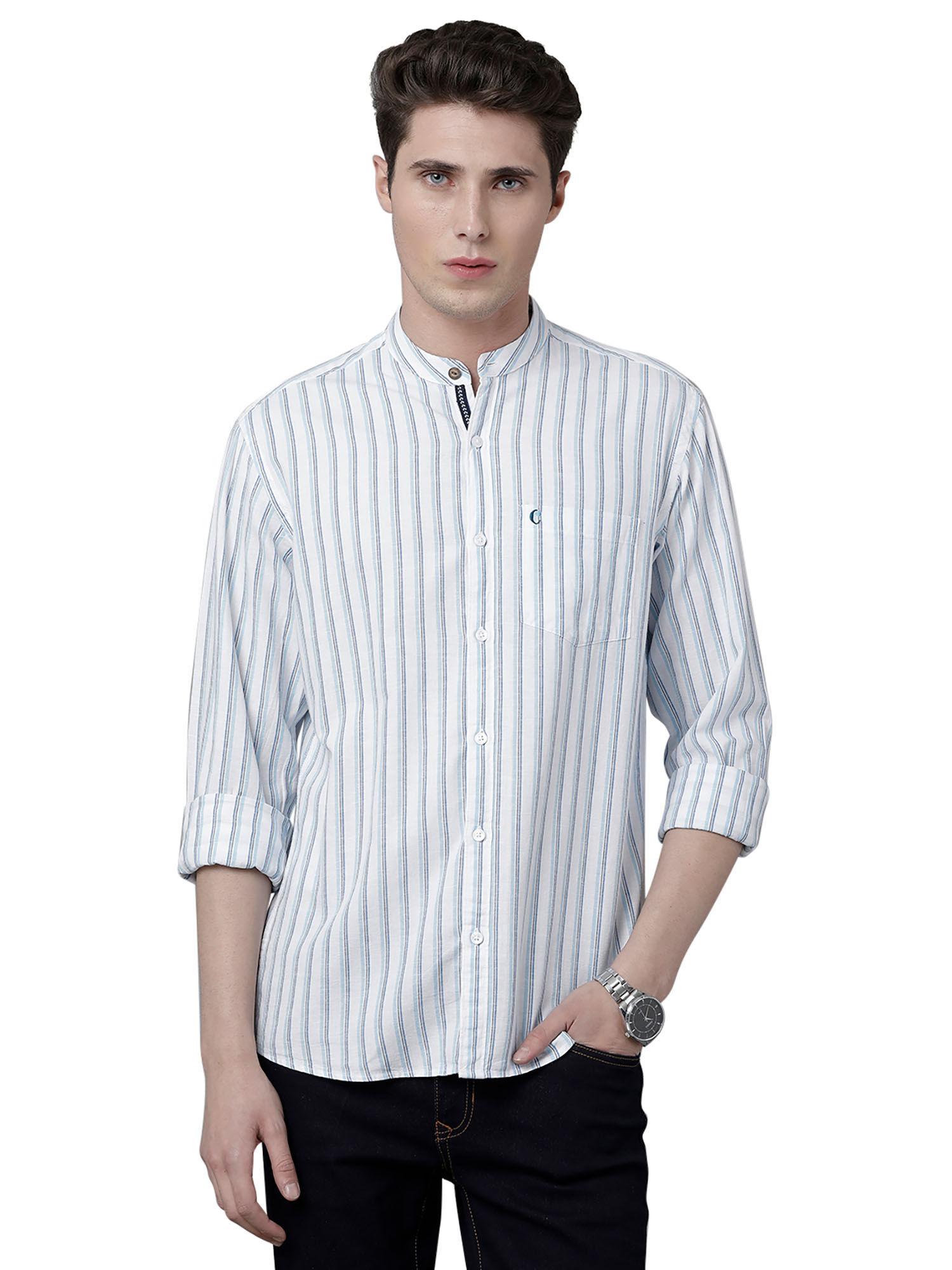 men's-cotton-linen-blue-striped-slim-fit-full-sleeve-casual-shirt