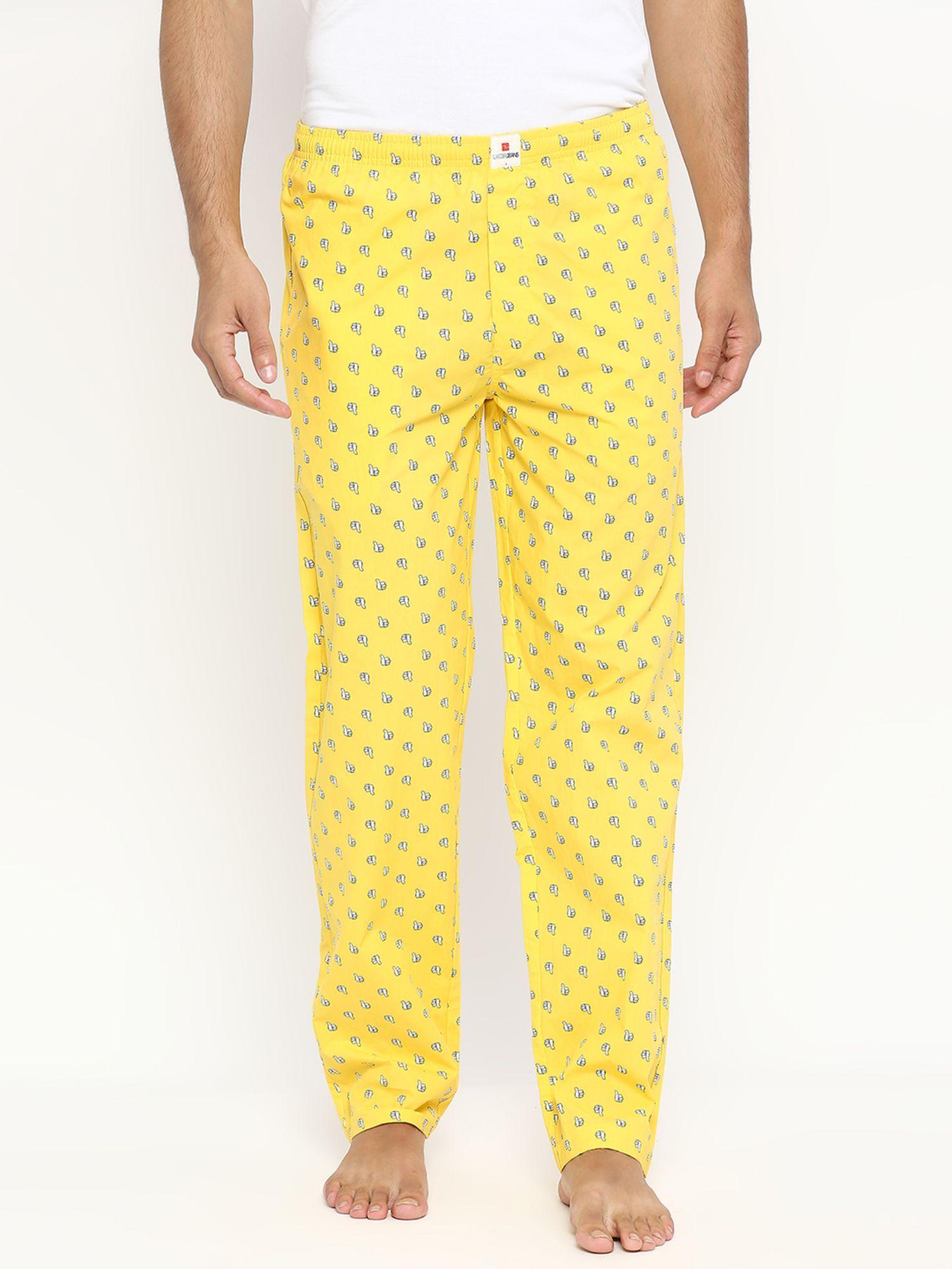 men-yellow-cotton-woven-pyjama