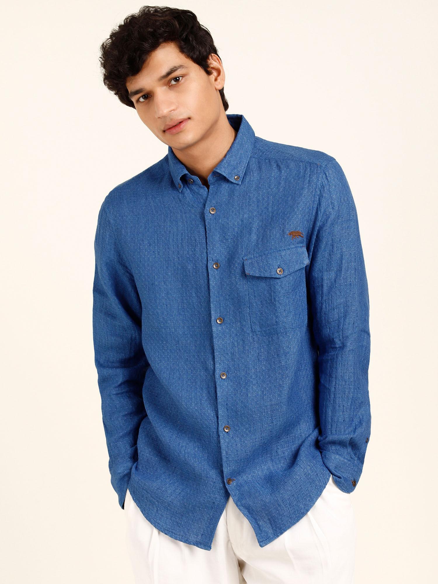 delave-mediterranean-blue-regular-shirt