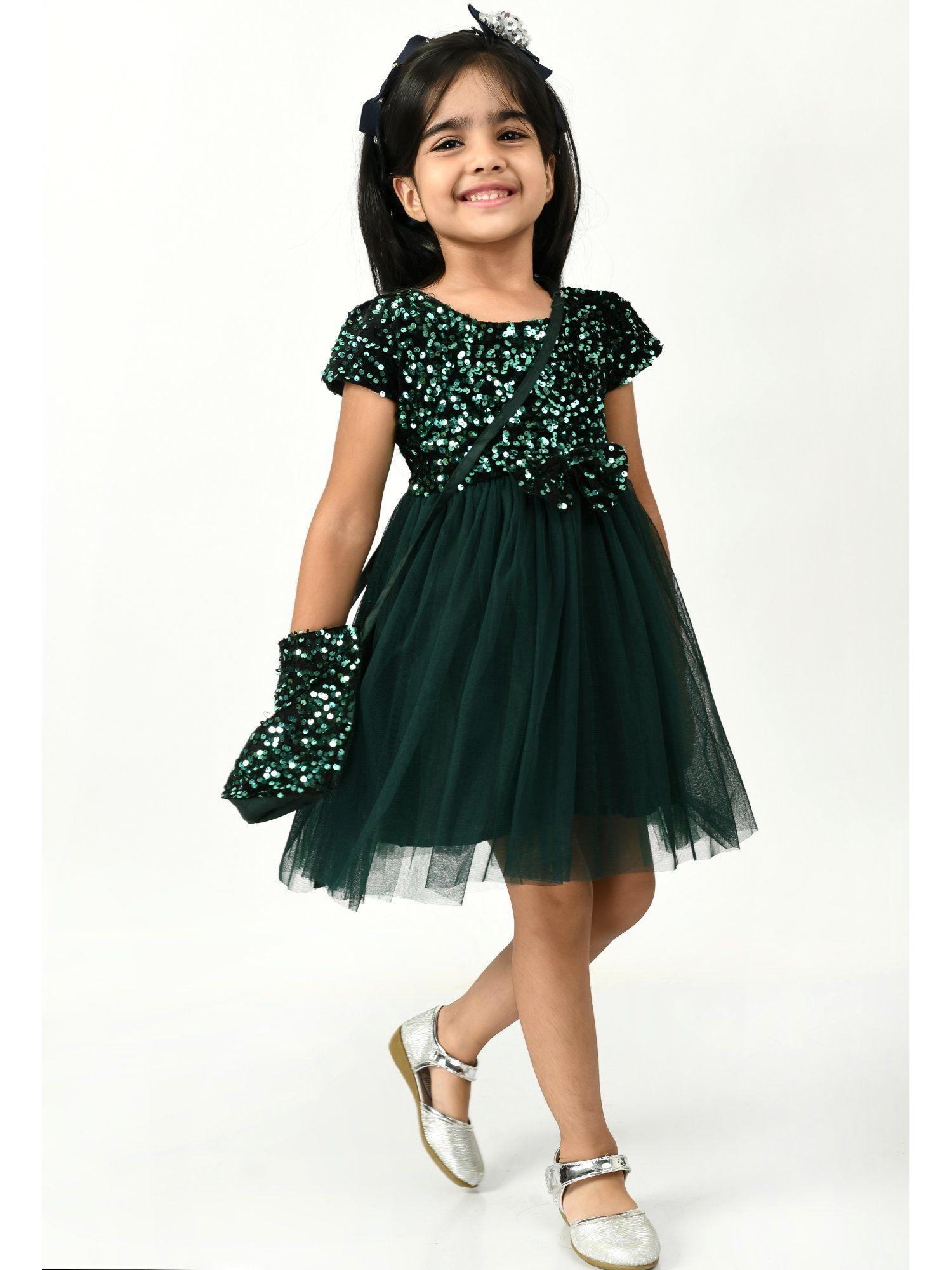 girls-green-net-sequinned-tulle-fit-flare-dress-with-sling-bag-(set-of-2)