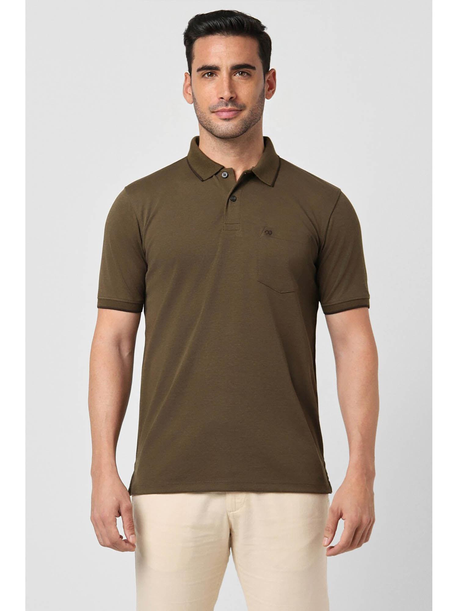 men-olive-solid-plain-collar-neck-polo-t-shirts