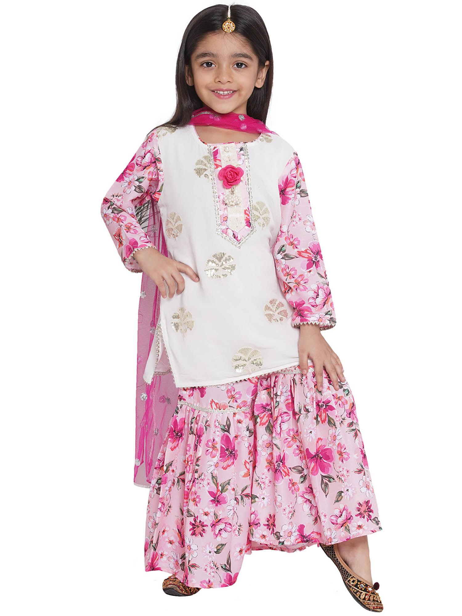 girls-embroidery-kurta-with-sharara-and-dupatta-white-&-pink-(set-of-3)