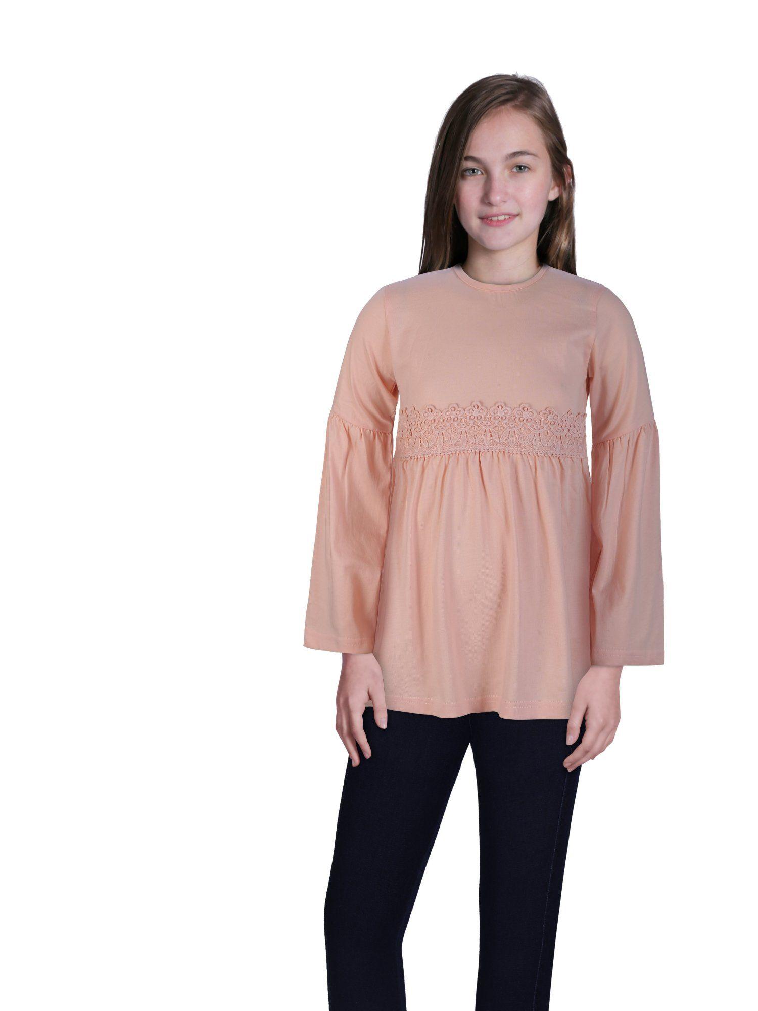 girls-peach-knitted-solid-knits-top