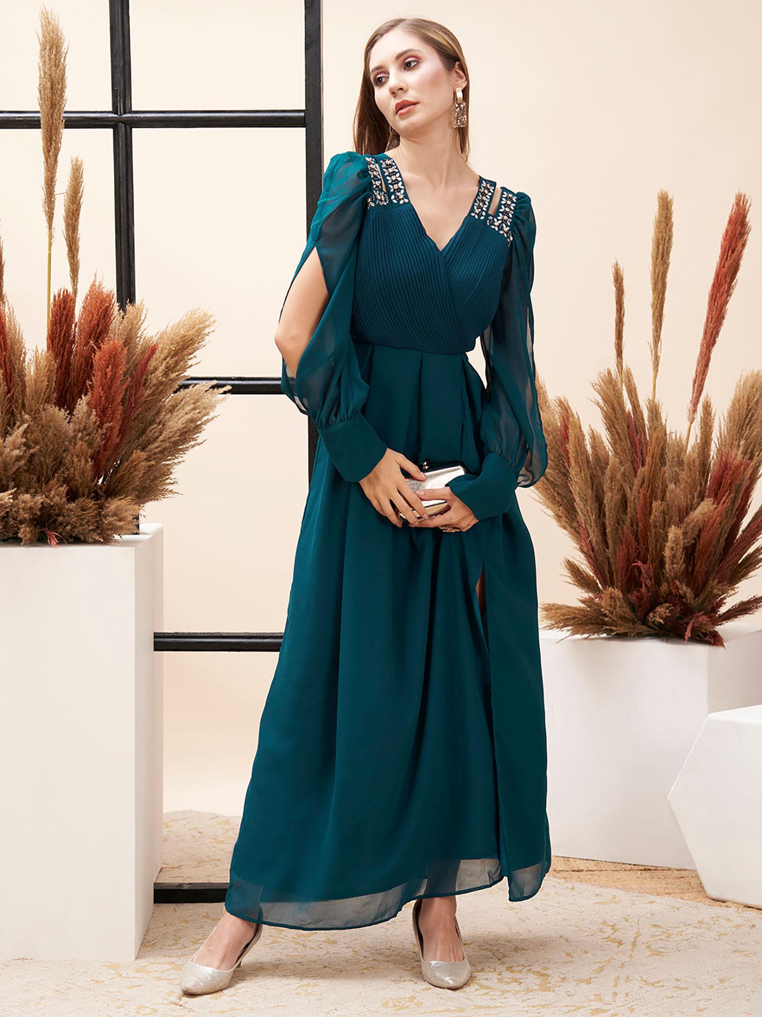 all-over-pleated-sleeves-cut-maxi-dress
