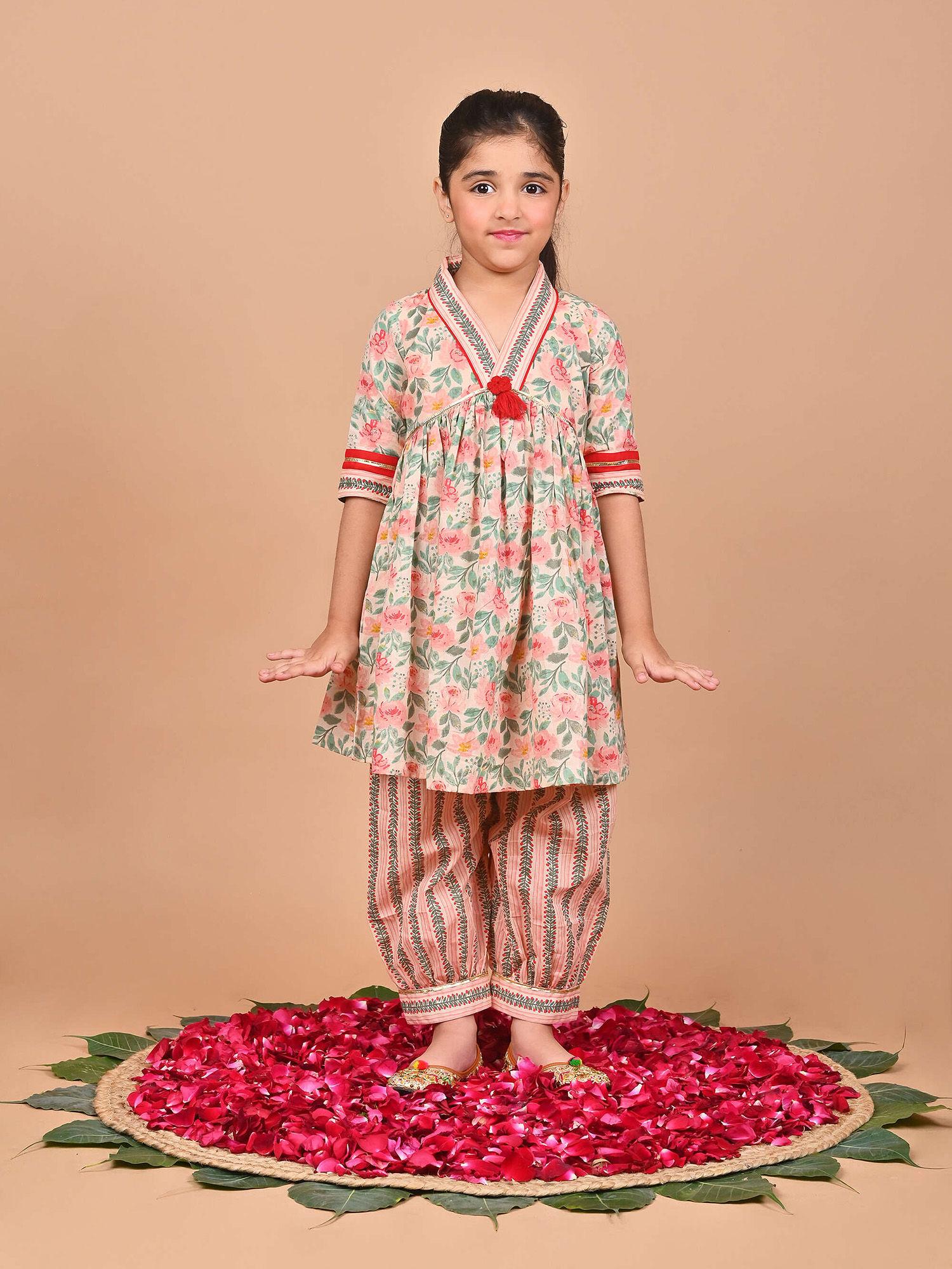 plum-printed-kurta-&-salwar-for-girls-(set-of-2)