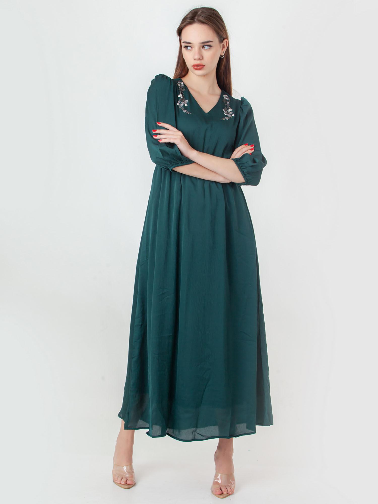 womens-teal-embroidered-maxi-dress