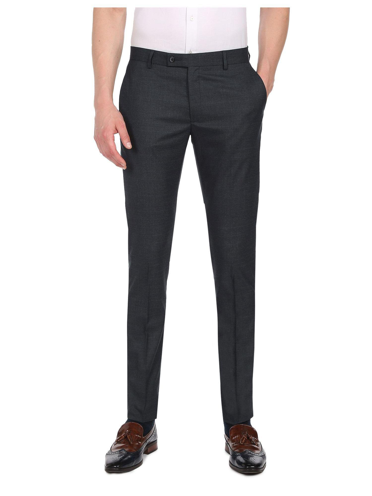 men-navy-heathered-hudson-tailored-fit-formal-trousers