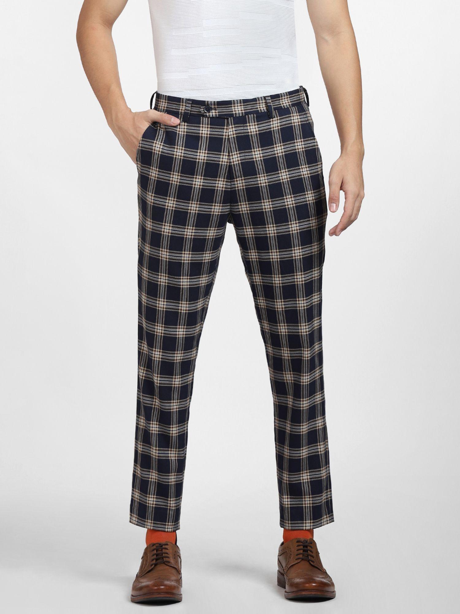 blue-mid-rise-check-print-trousers