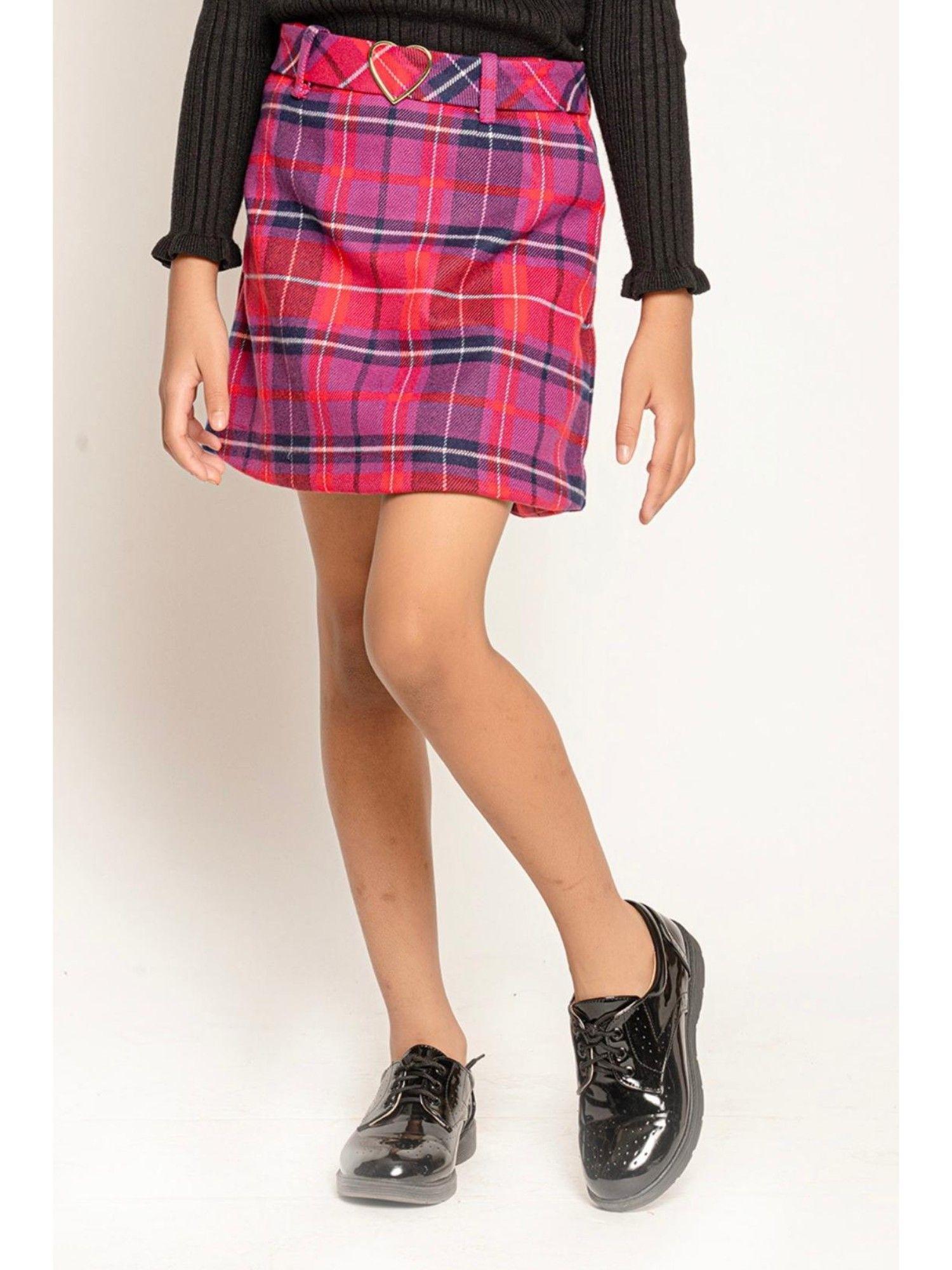 girls-multicolor-checks-skirt