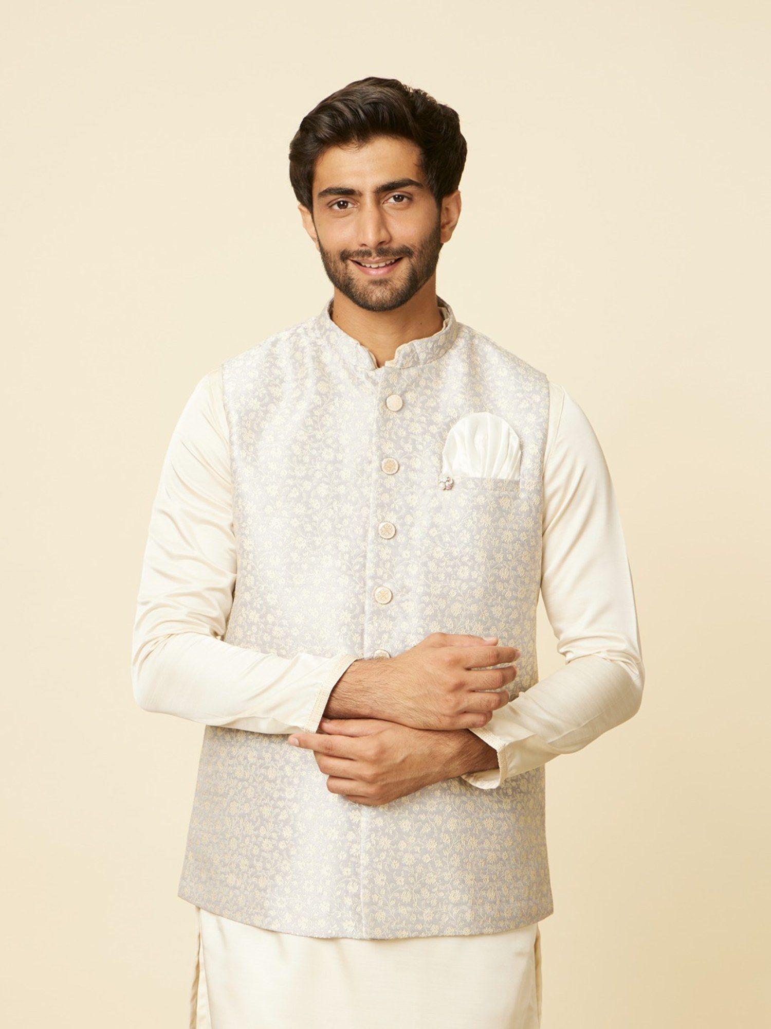 men-grey-art-silk-floral-design-nehru-jacket
