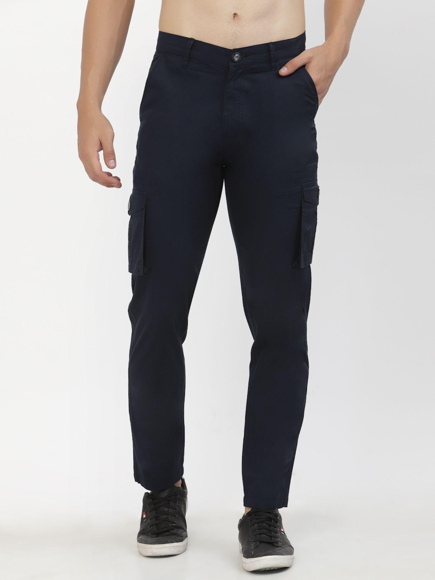 cotton-cargo-pants-for-men---navy-blue