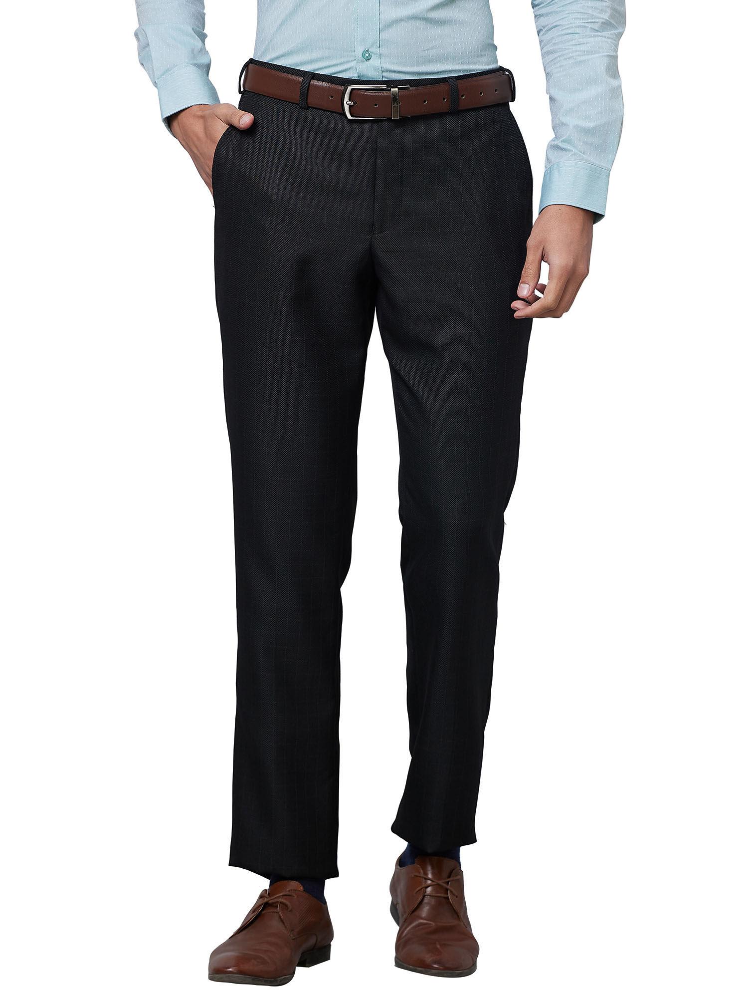 men`s-regular-fit-checks-mid-waist-black-formal-trouser