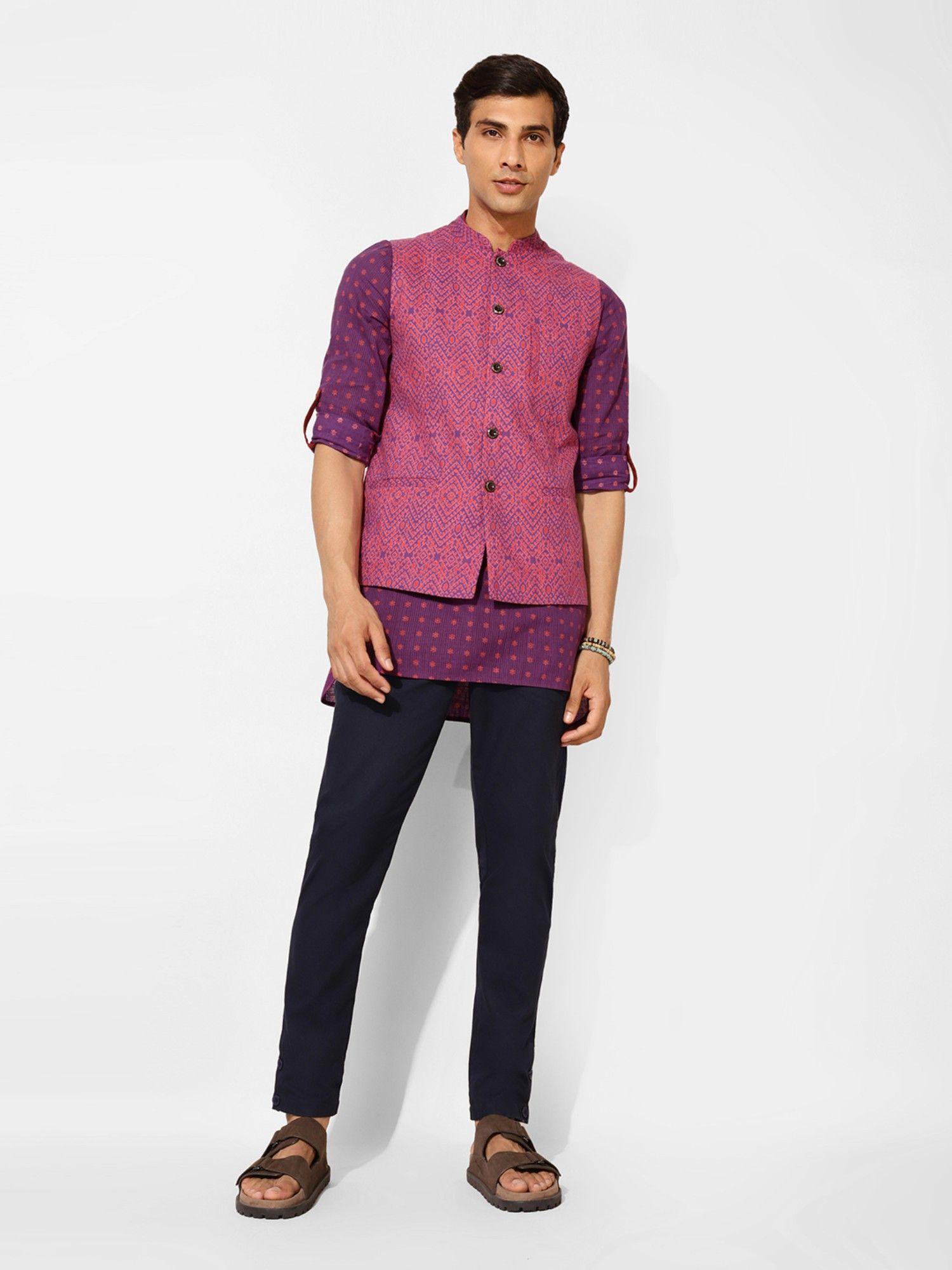 purple-cotton-printed-slim-fit-nehru-jacket