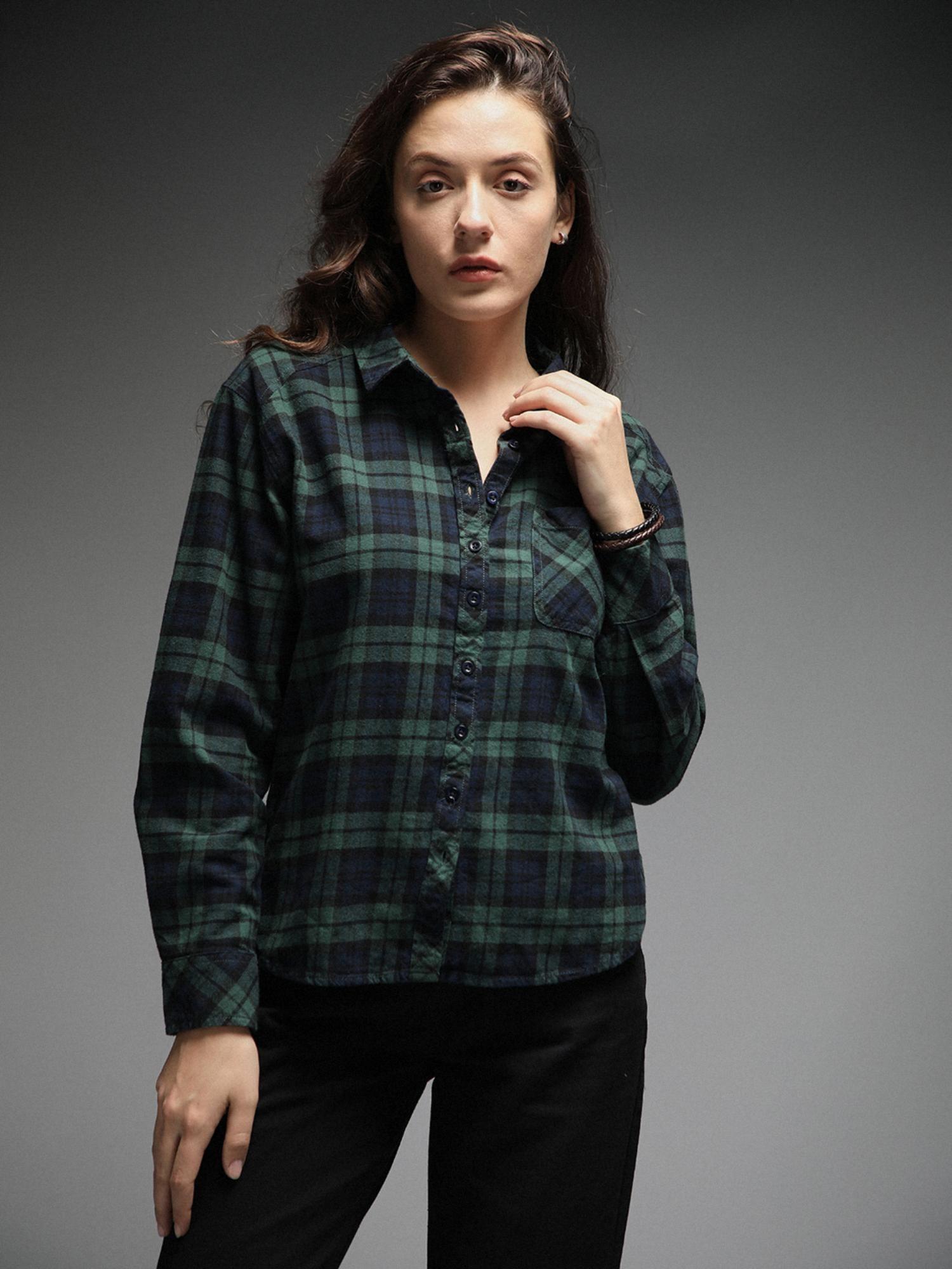 women-green-smart-casual-regular-fit-spread-collar-long-sleeves-shirt